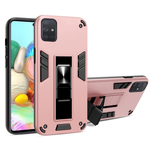 

For Samsung Galaxy A71 2 in 1 PC + TPU Shockproof Protective Case with Invisible Holder(Rose Gold)