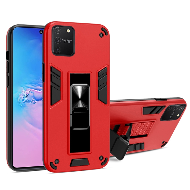 

For Samsung Galaxy A91 2 in 1 PC + TPU Shockproof Protective Case with Invisible Holder(Red)