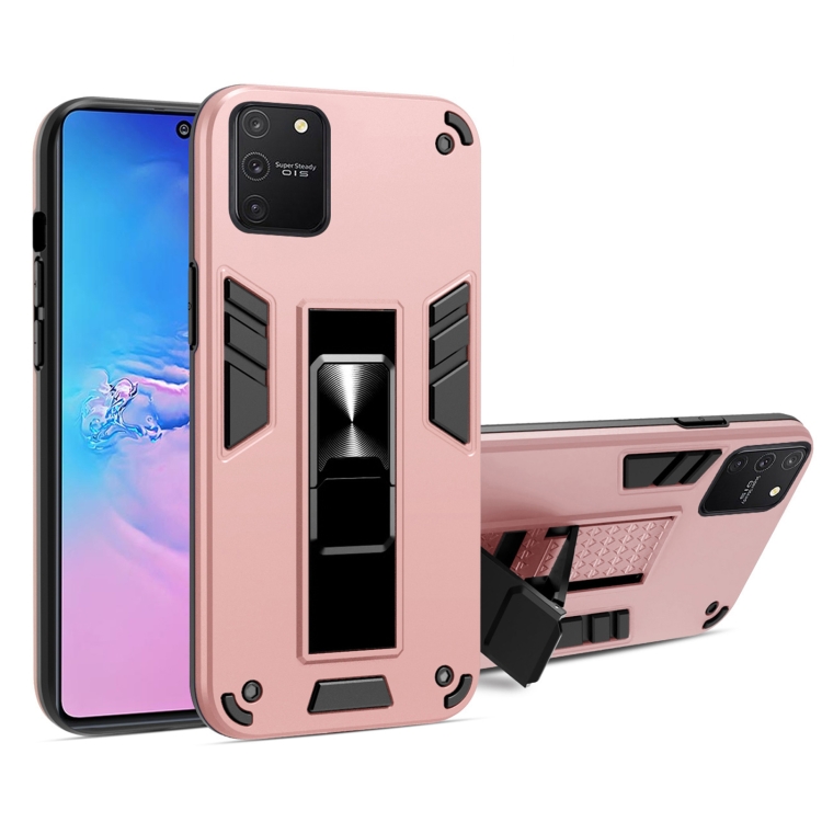 

For Samsung Galaxy A91 2 in 1 PC + TPU Shockproof Protective Case with Invisible Holder(Rose Gold)