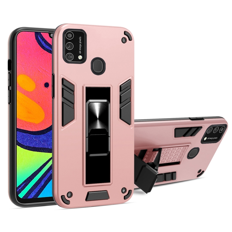

For Samsung Galaxy F41 2 in 1 PC + TPU Shockproof Protective Case with Invisible Holder(Rose Gold)