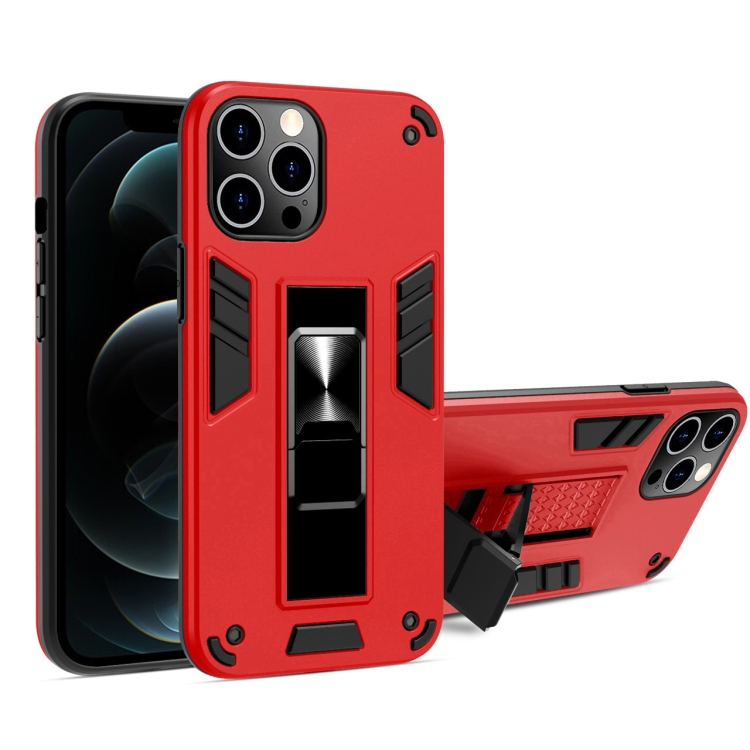 

2 in 1 PC + TPU Shockproof Protective Case with Invisible Holder For iPhone 12 Pro Max(Red)