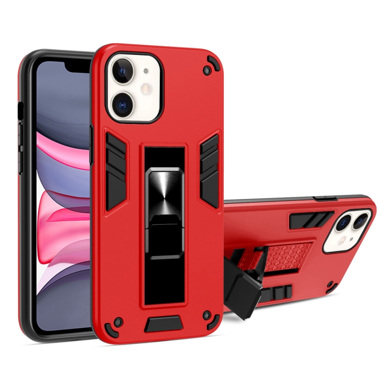 

2 in 1 PC + TPU Shockproof Protective Case with Invisible Holder For iPhone 11(Red)