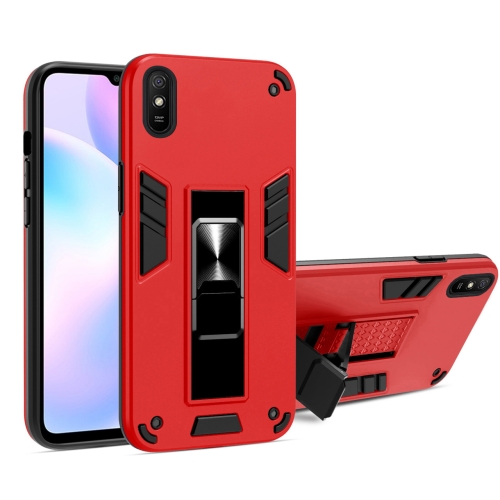 

For Xiaomi Redmi 9A 2 in 1 PC + TPU Shockproof Protective Case with Invisible Holder(Red)