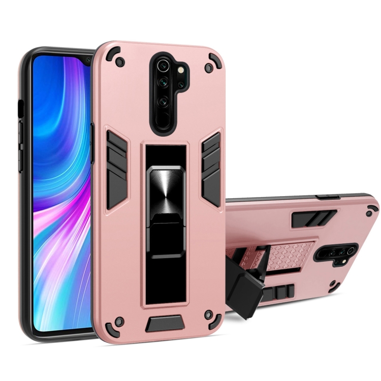 

For Xiaomi Redmi Note 8 Pro 2 in 1 PC + TPU Shockproof Protective Case with Invisible Holder(Rose Gold)