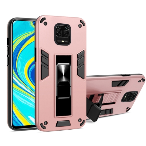 

For Xiaomi Redmi Note 9S 2 in 1 PC + TPU Shockproof Protective Case with Invisible Holder(Rose Gold)