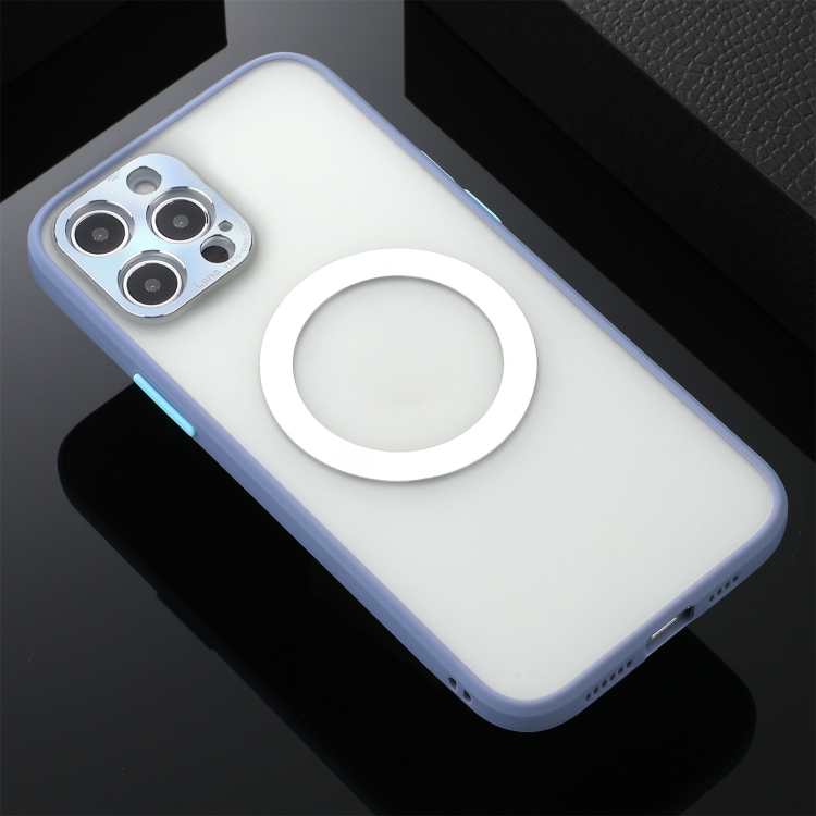 

Skin Feel PC + TPU Full Coverage Shockproof Magnetic Magsafe Case with Metal Lens Cover For iPhone 12 Pro(Grey)
