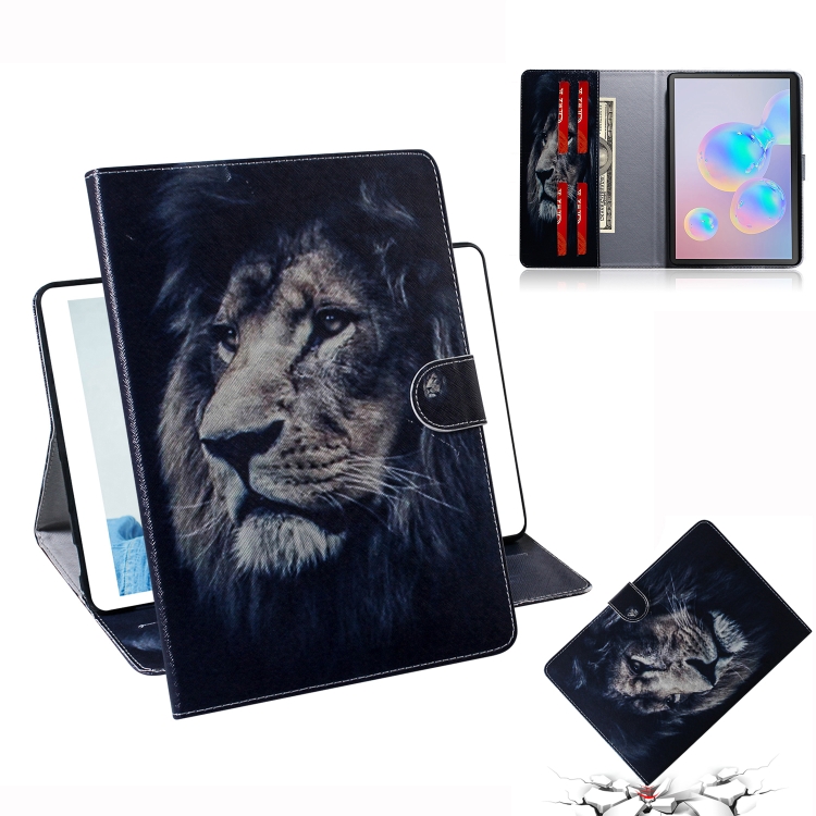 

For Galaxy Tab S6 T860 / T865 3D Colored Drawing Horizontal Flip Leather Case with Holder & Card Slots & Wallet(Lion)