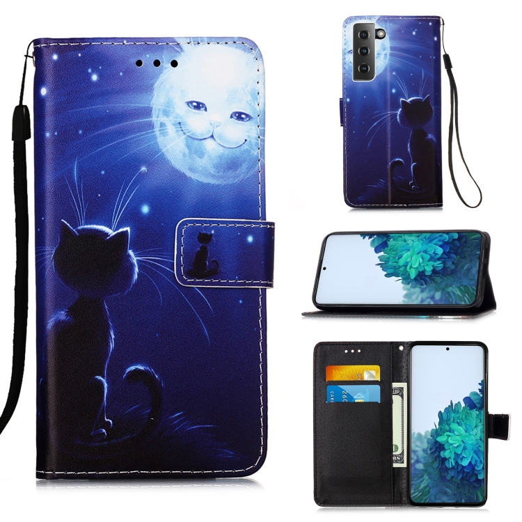 

For Samsung Galaxy S21 5G 3D Painting Horizontal Flip Leather Case with Holder & Card Slot & Lanyard(Cat and Sun)