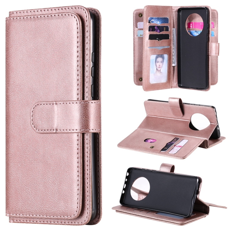 

For Huawei Mate 40 Multifunctional Magnetic Copper Buckle Horizontal Flip Solid Color Leather Case with 10 Card Slots & Wallet & Holder & Photo Frame(Rose Gold)