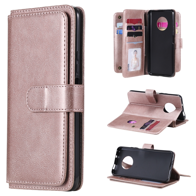 

For Huawei Enjoy 20 Plus 5G Multifunctional Magnetic Copper Buckle Horizontal Flip Solid Color Leather Case with 10 Card Slots & Wallet & Holder & Photo Frame(Rose Gold)