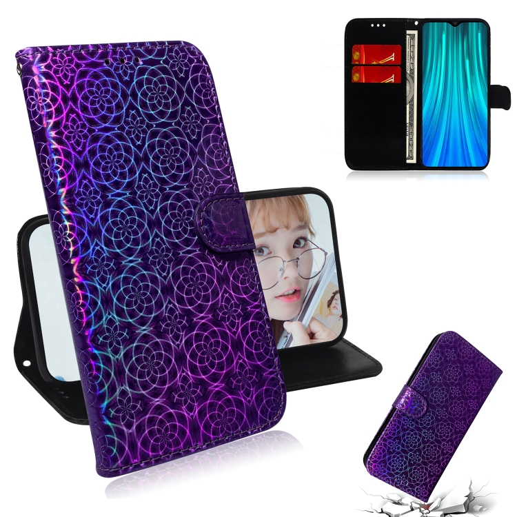 

For Xiaomi Redmi Note 8 Pro Solid Color Colorful Magnetic Buckle Horizontal Flip PU Leather Case with Holder & Card Slots & Wallet & Lanyard(Purple)