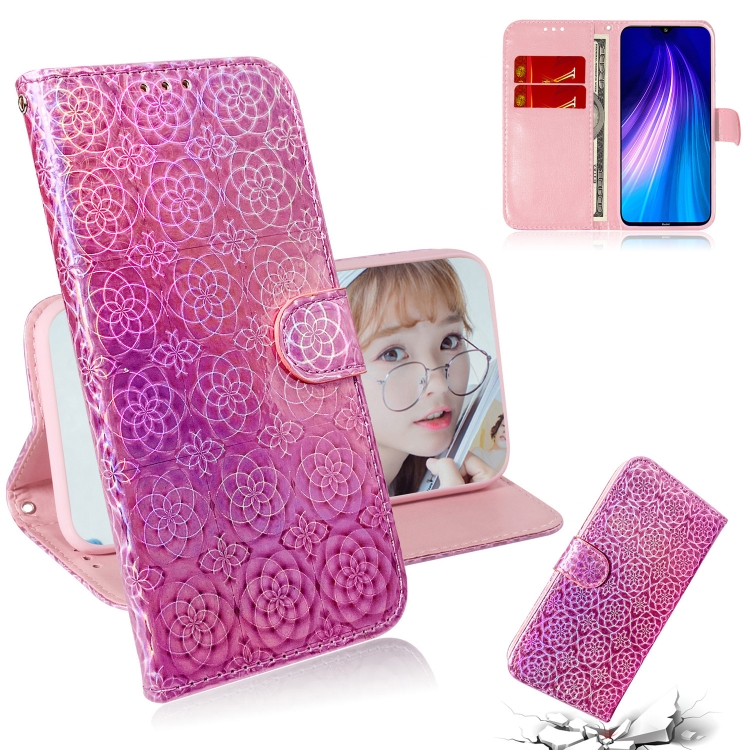 

For Xiaomi Redmi Note 8 Solid Color Colorful Magnetic Buckle Horizontal Flip PU Leather Case with Holder & Card Slots & Wallet & Lanyard(Pink)