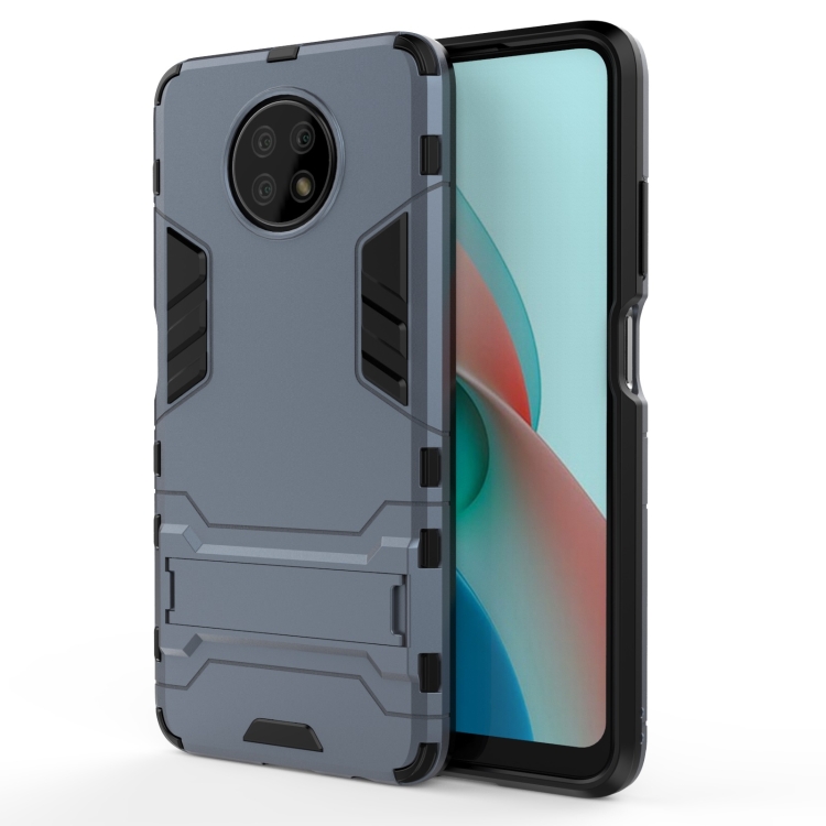 

For Xiaomi Redmi Note 9 5G PC + TPU Shockproof Protective Case with Holder(Navy Blue)