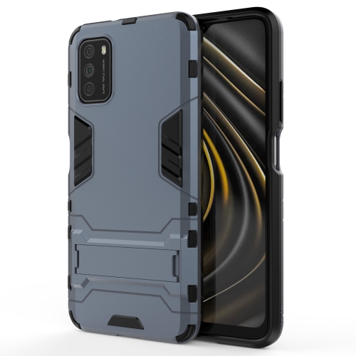 

For Xiaomi Poco M3 PC + TPU Shockproof Protective Case with Holder(Navy Blue)