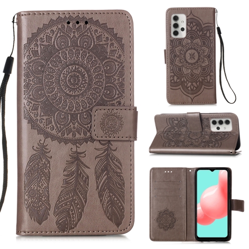 

For Samsung Galaxy A32 5G Dream Catcher Printing Horizontal Flip Leather Case with Holder & Card Slots & Wallet & Lanyard(Grey)