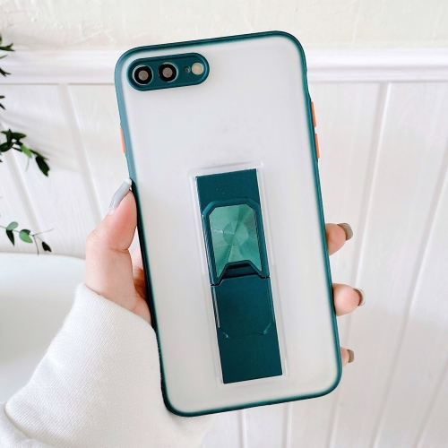 

Translucent Frosted TPU + PC Magnetic Protective Case with Bright Color Invisible Bracket For iPhone 8 Plus / 7 Plus(Dark Green)