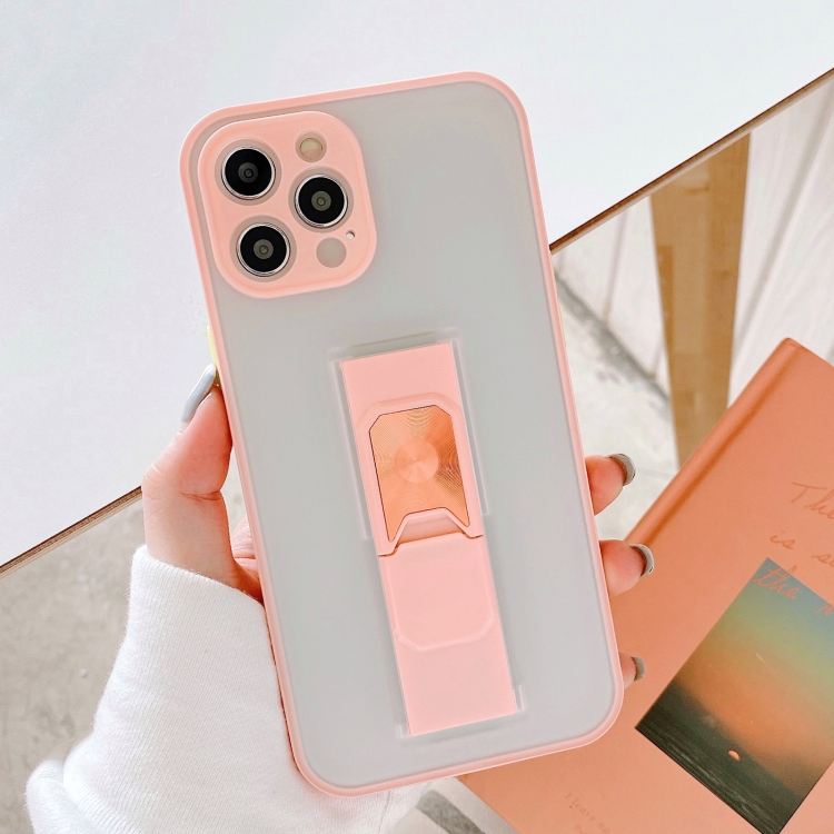 

Translucent Frosted TPU + PC Magnetic Protective Case with Bright Color Invisible Bracket For iPhone 12 Pro Max(Pink)
