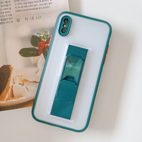 

Translucent Frosted TPU + PC Magnetic Protective Case with Bright Color Invisible Bracket For iPhone X / XS(Dark Green)