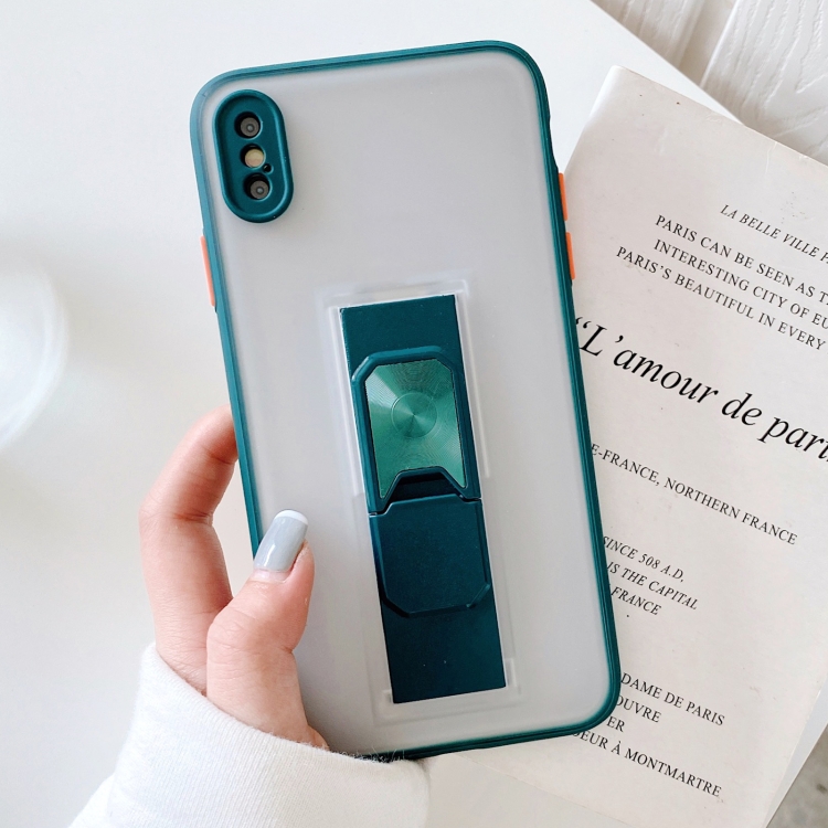 

Translucent Frosted TPU + PC Magnetic Protective Case with Bright Color Invisible Bracket For iPhone XS Max(Dark Green)