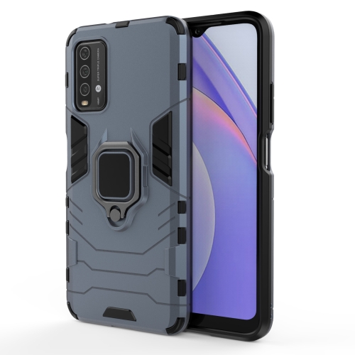 

For Xiaomi Redmi Note 9 4G PC + TPU Shockproof Protective Case with Magnetic Ring Holder(Navy Blue)