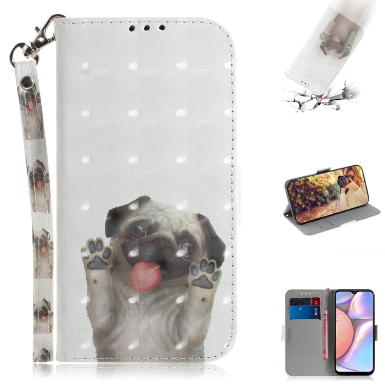 

For Galaxy A10s 3D Colored Drawing Horizontal Flip Leather Case with Holder & Card Slot & Wallet & Lanyard(Pug)
