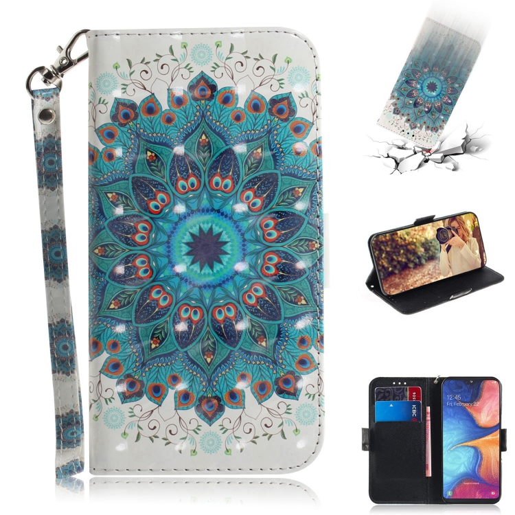 

For Galaxy M30s 3D Colored Drawing Horizontal Flip Leather Case with Holder & Card Slot & Wallet & Lanyard(Peacock Wreath)