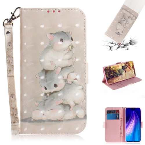 

For Xiaomi Redmi Note 8 3D Colored Drawing Horizontal Flip Leather Case with Holder & Card Slot & Wallet & Lanyard(Squirrels)