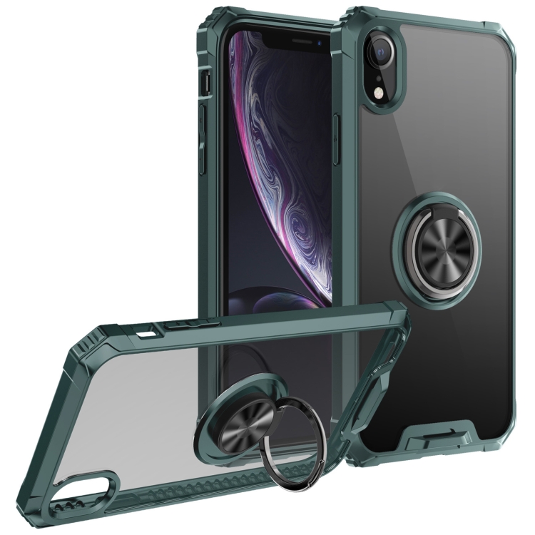 

Armor Ring PC + TPU Magnetic Shockproof Protective Case For iPhone XR(Dark Green)