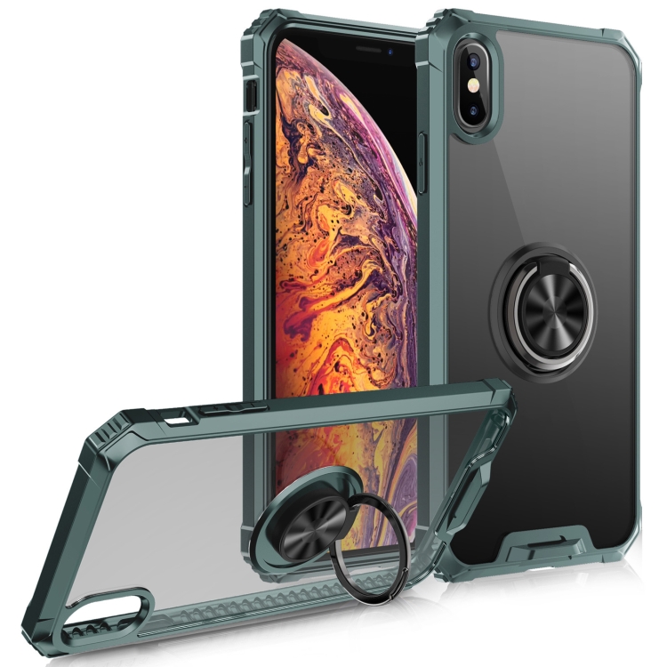 

Armor Ring PC + TPU Magnetic Shockproof Protective Case For iPhone XS Max(Dark Green)
