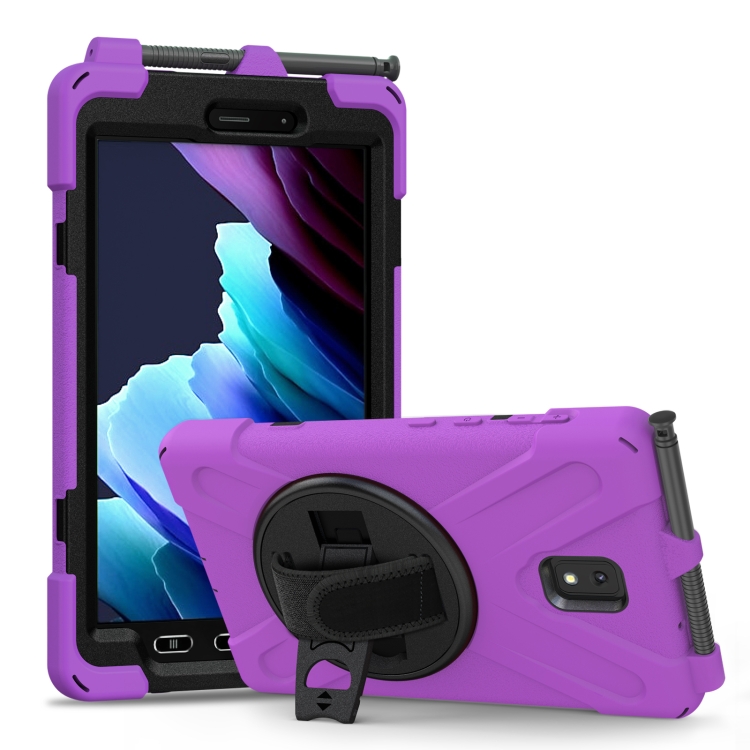 

For Samsung Galaxy Tab active 3 T570 / T575 8.0 Shockproof Colorful Silicone + PC Protective Case with Holder & Shoulder Strap & Hand Strap(Purple)