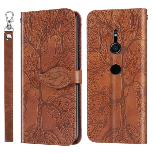 

For Sony Xperia XZ2 Life of Tree Embossing Pattern Horizontal Flip Leather Case with Holder & Card Slot & Wallet & Photo Frame & Lanyard(Brown)