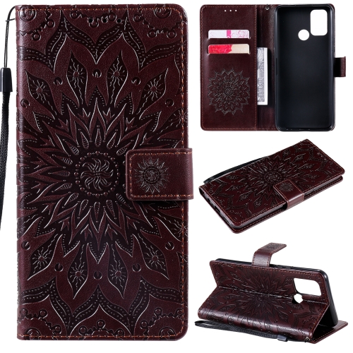 

For OPPO Realme 7i / C17 Sun Embossing Pattern Horizontal Flip Leather Case with Card Slot & Holder & Wallet & Lanyard(Brown)