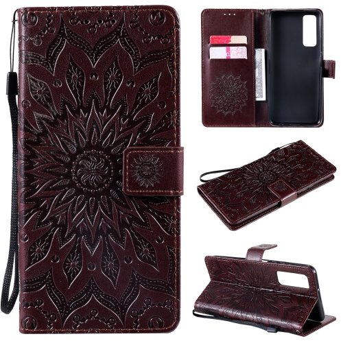 

For Huawei P Smart 2021 Sun Embossing Pattern Horizontal Flip Leather Case with Card Slot & Holder & Wallet & Lanyard(Brown)