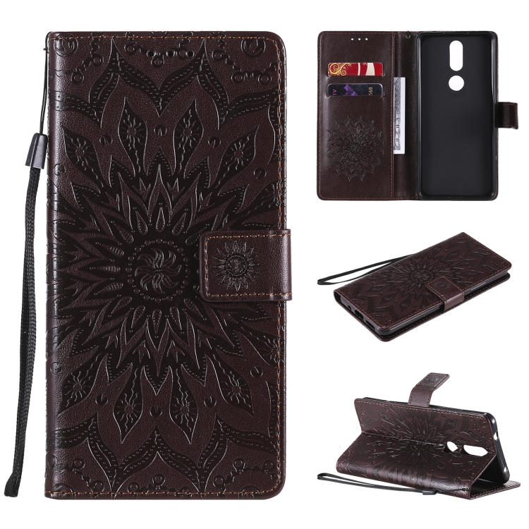 

For Nokia 2.4 Sun Embossing Pattern Horizontal Flip Leather Case with Card Slot & Holder & Wallet & Lanyard(Brown)