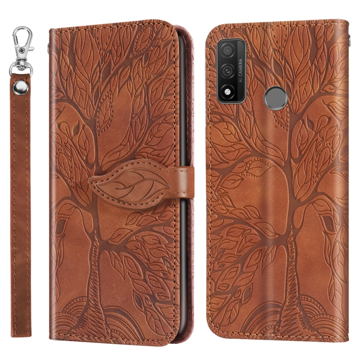 

For Huawei P smart 2020 Life of Tree Embossing Pattern Horizontal Flip Leather Case with Holder & Card Slot & Wallet & Photo Frame & Lanyard(Brown)