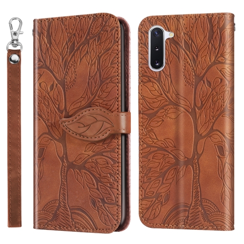 

For Samsung Galaxy Note10 Life of Tree Embossing Pattern Horizontal Flip Leather Case with Holder & Card Slot & Wallet & Photo Frame & Lanyard(Brown)