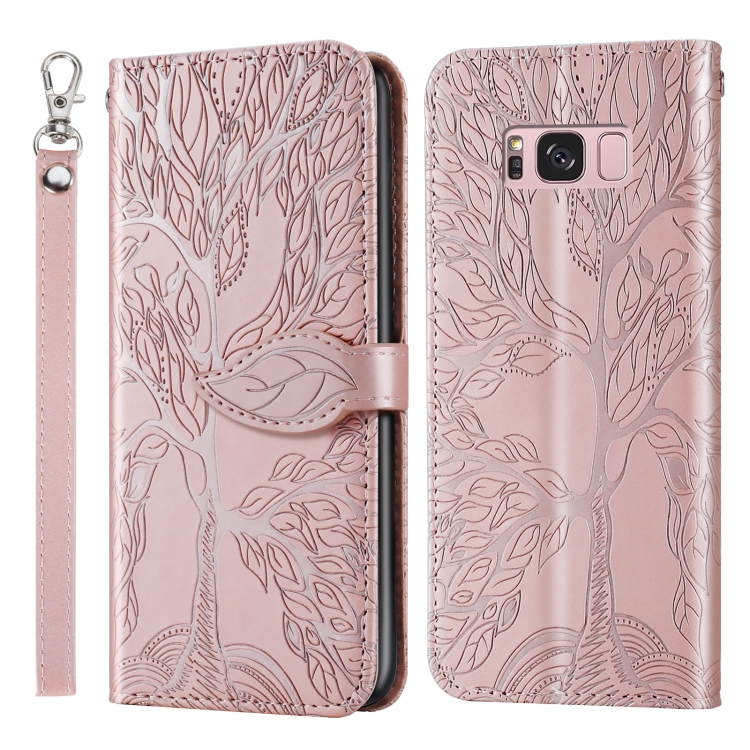

For Samsung Galaxy S8 Life of Tree Embossing Pattern Horizontal Flip Leather Case with Holder & Card Slot & Wallet & Photo Frame & Lanyard(Rose Gold)