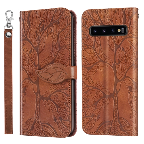 

For Samsung Galaxy S10+ Life of Tree Embossing Pattern Horizontal Flip Leather Case with Holder & Card Slot & Wallet & Photo Frame & Lanyard(Brown)