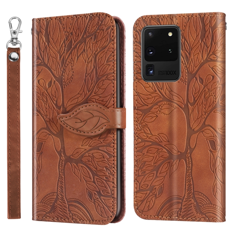 

For Samsung Galaxy S20 Ultra Life of Tree Embossing Pattern Horizontal Flip Leather Case with Holder & Card Slot & Wallet & Photo Frame & Lanyard(Brown)