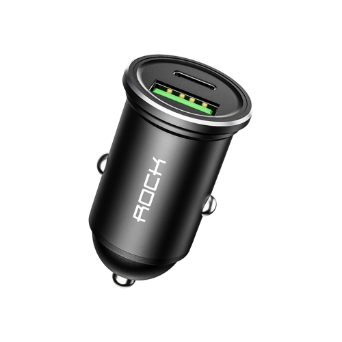 

ROCK H13 PD 20W Type-C / USB-C + USB Mini Fast Charging Car Charger(Black)