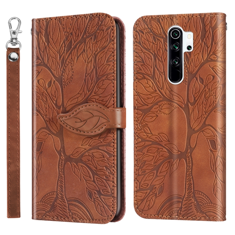 

For Xiaomi Poco M2 Life of Tree Embossing Pattern Horizontal Flip Leather Case with Holder & Card Slot & Wallet & Photo Frame & Lanyard(Brown)