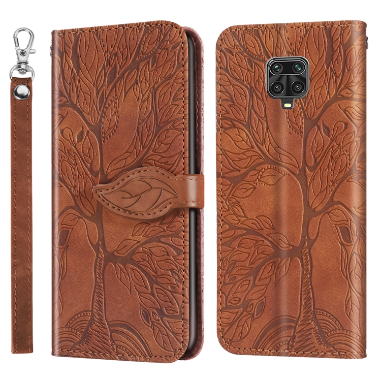 

For Xiaomi Poco M2 Pro Life of Tree Embossing Pattern Horizontal Flip Leather Case with Holder & Card Slot & Wallet & Photo Frame & Lanyard(Brown)
