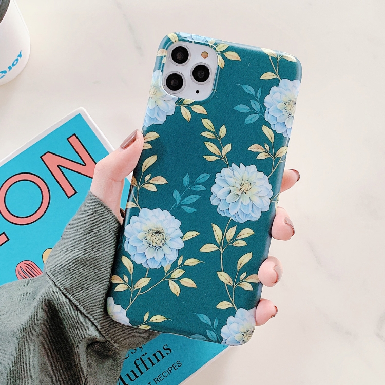 

Leaves and Flowers Pattern Shockproof TPU Protective Case For iPhone 11(Dark Green)