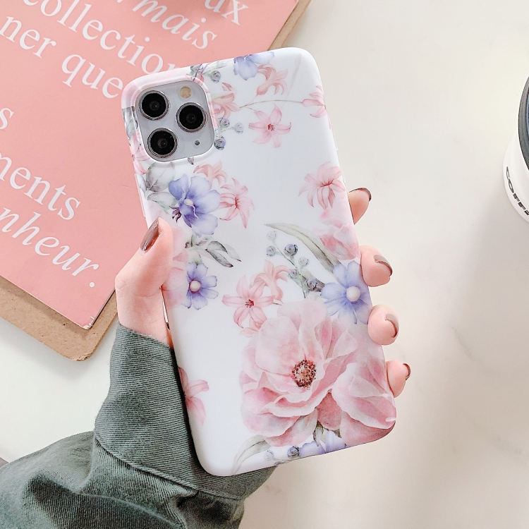 

Leaves and Flowers Pattern Shockproof TPU Protective Case For iPhone 11 Pro Max(Pink+Blue)