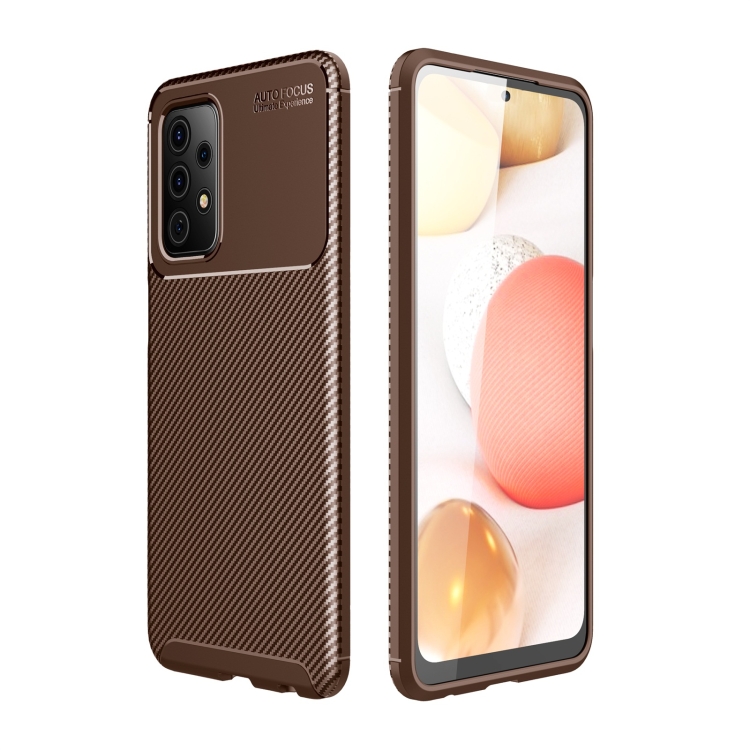 

For Samsung Galaxy A52 5G / 4G Carbon Fiber Texture Shockproof TPU Case(Brown)
