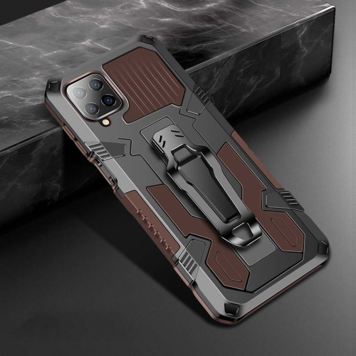 

For Samsung Galaxy A12 Armor Warrior Shockproof PC + TPU Protective Case(Coffee)