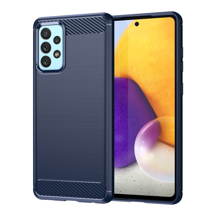 

For Samsung Galaxy A72 5G Brushed Texture Carbon Fiber TPU Case(Blue)