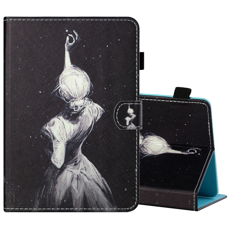 

For 8 inch Tablet PC Universal Sewing Thread Horizontal Painted Flat Leather Case with Pen Cover & Anti Skid Strip & Card Slot & Holder(Star Girl)