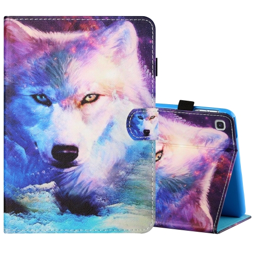 

For Samsung Galaxy Tab A 8.0 (2019) T290 / T295 Sewing Thread Horizontal Painted Flat Leather Case with Pen Cover & Anti Skid Strip & Card Slot & Holder(Wolf)