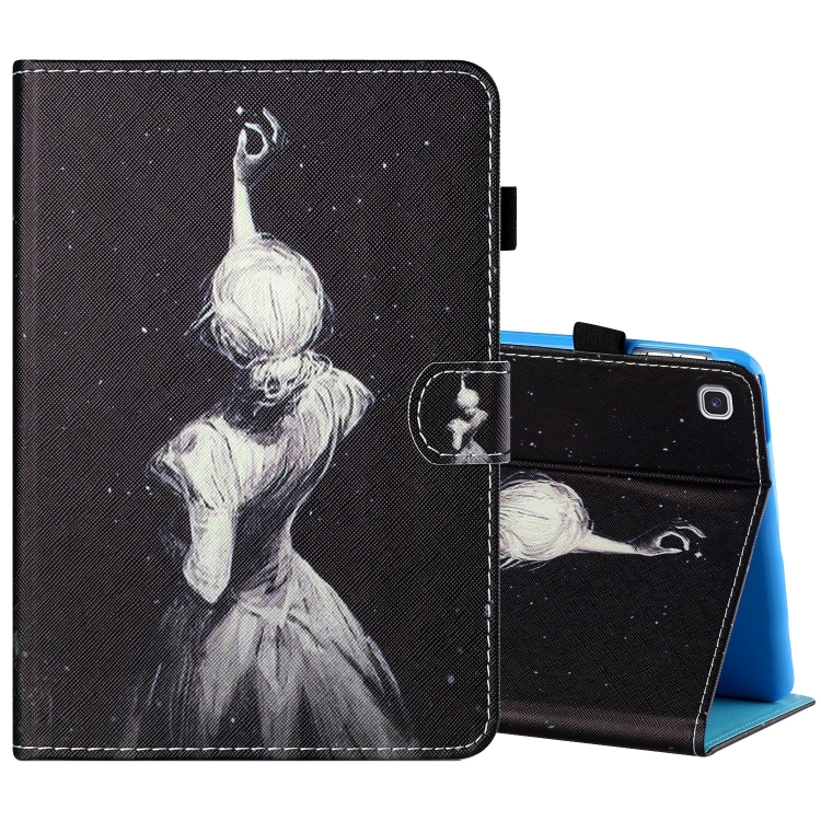 

For Samsung Galaxy Tab A 8.0 (2019) T290 / T295 Sewing Thread Horizontal Painted Flat Leather Case with Pen Cover & Anti Skid Strip & Card Slot & Holder(Star Girl)
